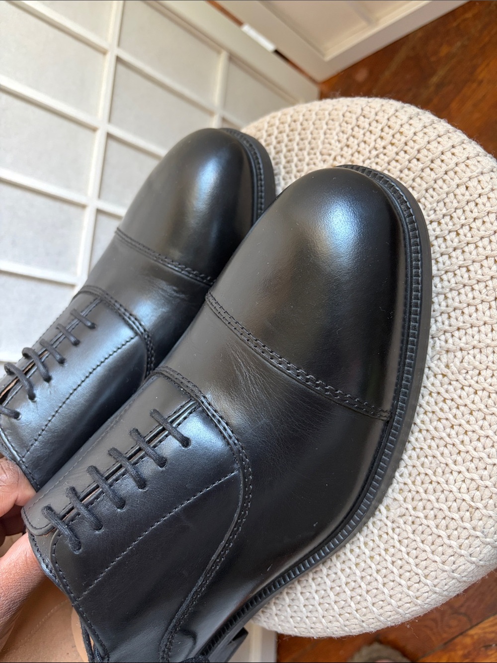 Zara Black Cap-Toe Derby Shoes for Men - Picture 5 of 8
